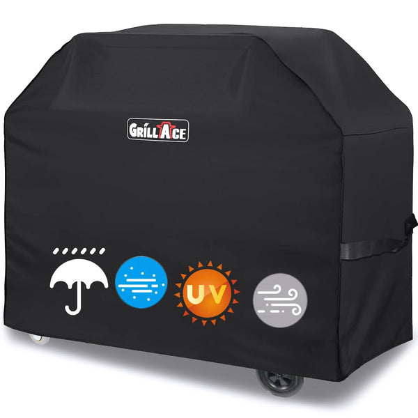 Grill Cover Waterproof BBQ Covers 600D Heavy Duty Gas Grill Cover for Outdoor UV & Dust & Rip & Fading Resistant for Weber CharBroil Monument Dynaglo Nexgrill Brinkmann and More, Black